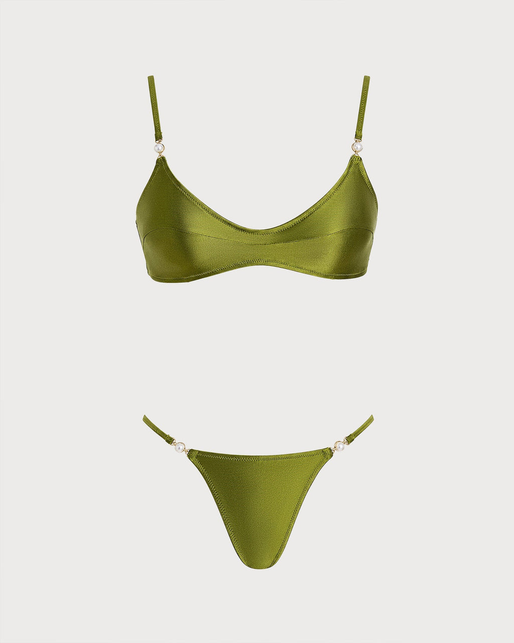 Green Natural Waisted Triangle Bikini Set