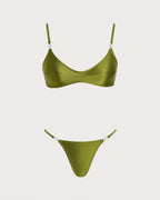 Green Natural Waisted Triangle Bikini Set
